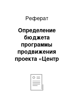 Реферат: Определение бюджета программы продвижения проекта «Центр технической поддержки