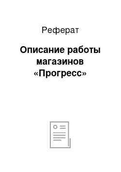 Реферат: Описание работы магазинов «Прогресс»