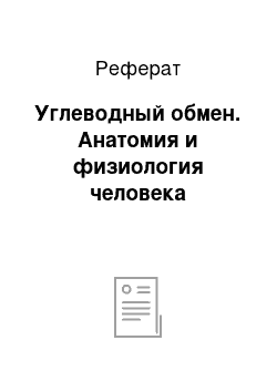 Реферат: Углеводный обмен. Анатомия и физиология человека