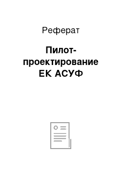 Реферат: Пилот-проектирование ЕК АСУФ