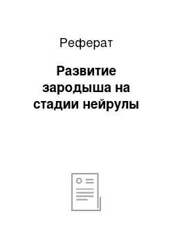 Реферат: Развитие зародыша на стадии нейрулы