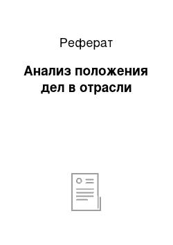 Реферат: Анализ положения дел в отрасли