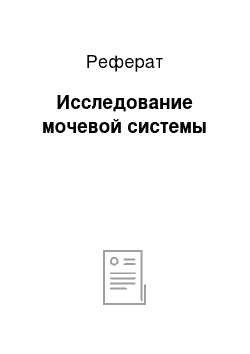 Реферат: Исследование мочевой системы