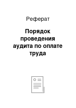 Реферат: Порядок проведения аудита по оплате труда