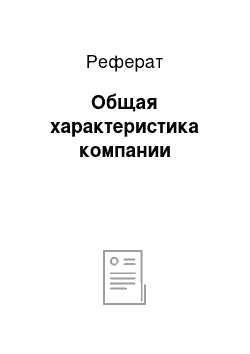 Реферат: Общая характеристика компании