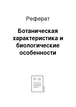 Реферат: Ботаническая характеристика и биологические особенности