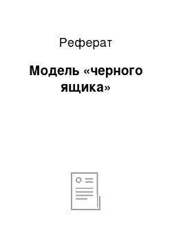 Реферат: Модель «черного ящика»