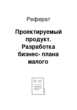 Реферат: Проектируемый продукт. Разработка бизнес-плана малого предприятия "OrenWEB"