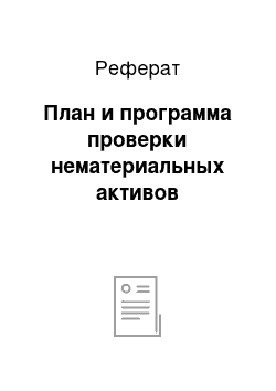 Реферат: План и программа проверки нематериальных активов