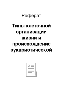 Реферат: Типы клеточной организации жизни и происхождение эукариотической клетки, сходство и отличие прокариот и эукариот