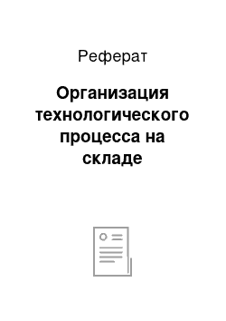 Реферат: Организация технологического процесса на складе