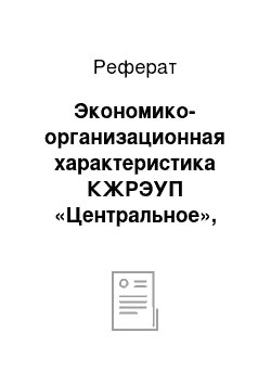 Реферат: Экономико-организационная характеристика КЖРЭУП «Центральное», оценка сильных и слабых позиций организации на рынке