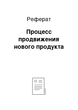 Реферат: Процесс продвижения нового продукта