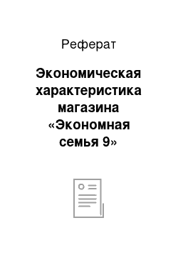 Реферат: Экономическая характеристика магазина «Экономная семья№9»