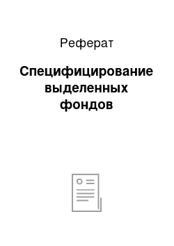 Реферат: Специфицирование выделенных фондов