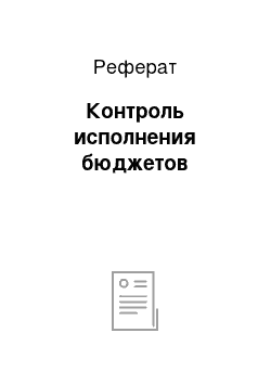 Реферат: Контроль исполнения бюджетов