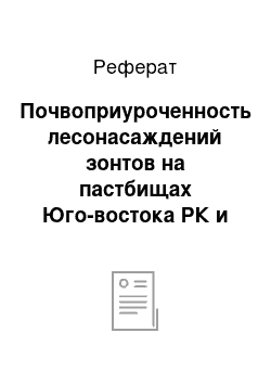 Реферат: Почвоприуроченность лесонасаждений зонтов на пастбищах Юго-востока РК и их характеристика