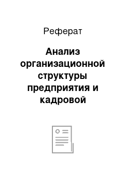 Реферат: Анализ организационной структуры предприятия и кадровой политики