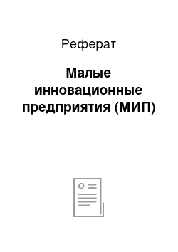 Реферат: Малые инновационные предприятия (МИП)