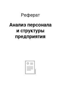 Реферат: Анализ персонала и структуры предприятия