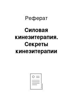 Реферат: Силовая кинезитерапия. Секреты кинезитерапии