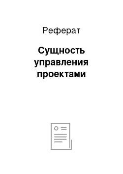 Реферат: Сущность управления проектами