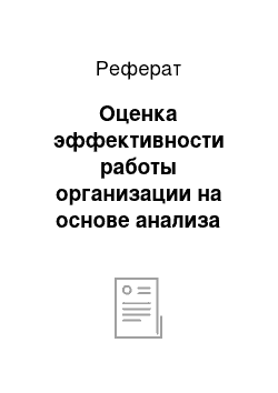 Реферат: Оценка эффективности работы организации на основе анализа хозяйственной деятельности