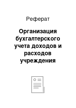 Реферат: Организация бухгалтерского учета доходов и расходов учреждения