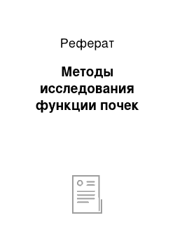 Реферат: Методы исследования функции почек