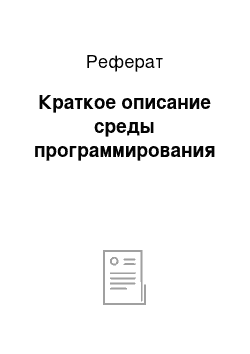 Реферат: Краткое описание среды программирования