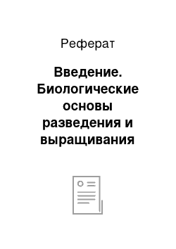 Реферат: Введение. Биологические основы разведения и выращивания судака