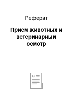 Реферат: Прием животных и ветеринарный осмотр