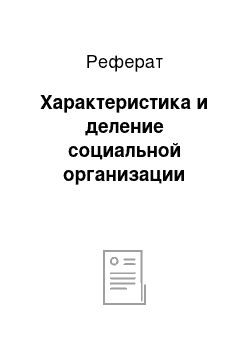 Реферат: Характеристика и деление социальной организации