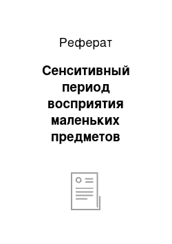 Реферат: Сенситивный период восприятия маленьких предметов