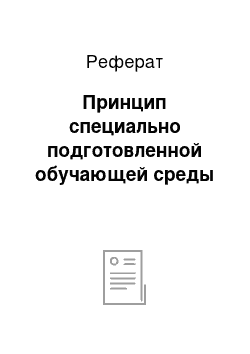 Реферат: Принцип специально подготовленной обучающей среды