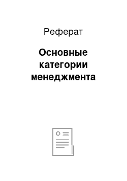 Реферат: Основные категории менеджмента