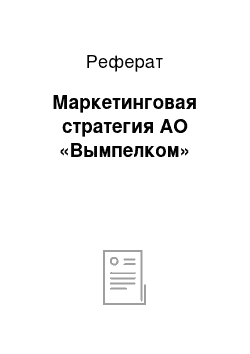 Реферат: Маркетинговая стратегия АО «Вымпелком»