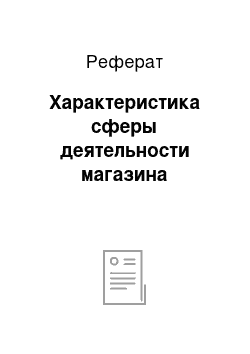 Реферат: Характеристика сферы деятельности магазина