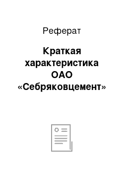 Реферат: Краткая характеристика ОАО «Себряковцемент»