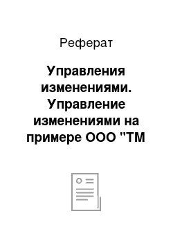 Реферат: Управления изменениями. Управление изменениями на примере ООО "ТМ Каргонет Самара"