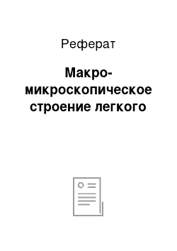 Реферат: Макро-микроскопическое строение легкого