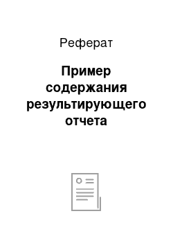 Реферат: Пример содержания результирующего отчета