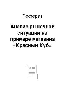 Реферат: Анализ рыночной ситуации на примере магазина «Красный Куб»