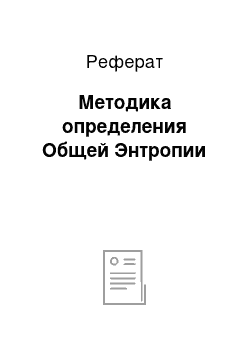 Реферат: Методика определения Общей Энтропии