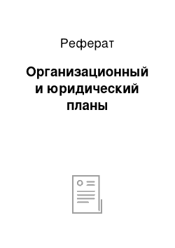 Реферат: Организационный и юридический планы