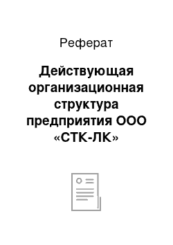 Реферат: Действующая организационная структура предприятия ООО «СТК-ЛК»