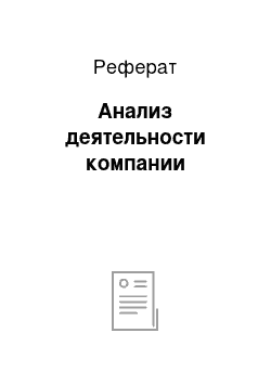 Реферат: Анализ деятельности компании