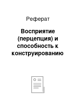 Реферат: Восприятие (перцепция) и способность к конструированию