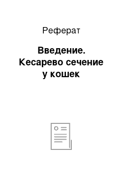 Реферат: Введение. Кесарево сечение у кошек