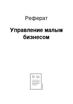 Реферат: Управление малым бизнесом